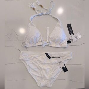 La Blanca White Eyelet Bikini, Size 10, NWT